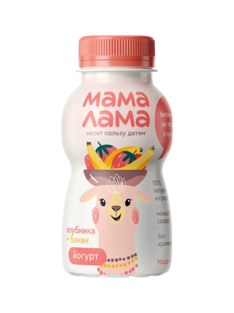 ЙОГУРТ МАМА ЛАМА 200Г КЛУБНИКА/БАНАН 2.5% ПИТ