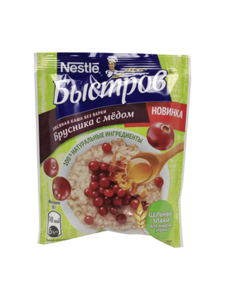 КАША БЫСТРОВ ОВСЯН 40Г БРУСНИКА С МЕДОМ
