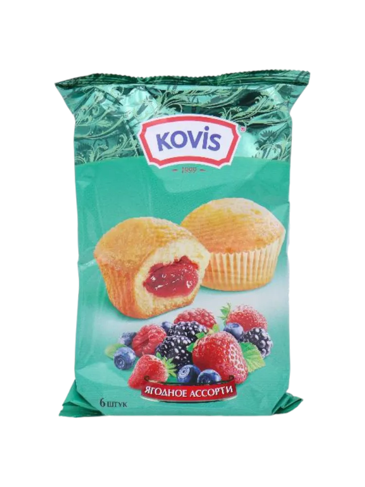 МИНИ-МАФФИНЫ KOVIS 200Г ЯГОДНОЕ АССОРТИ