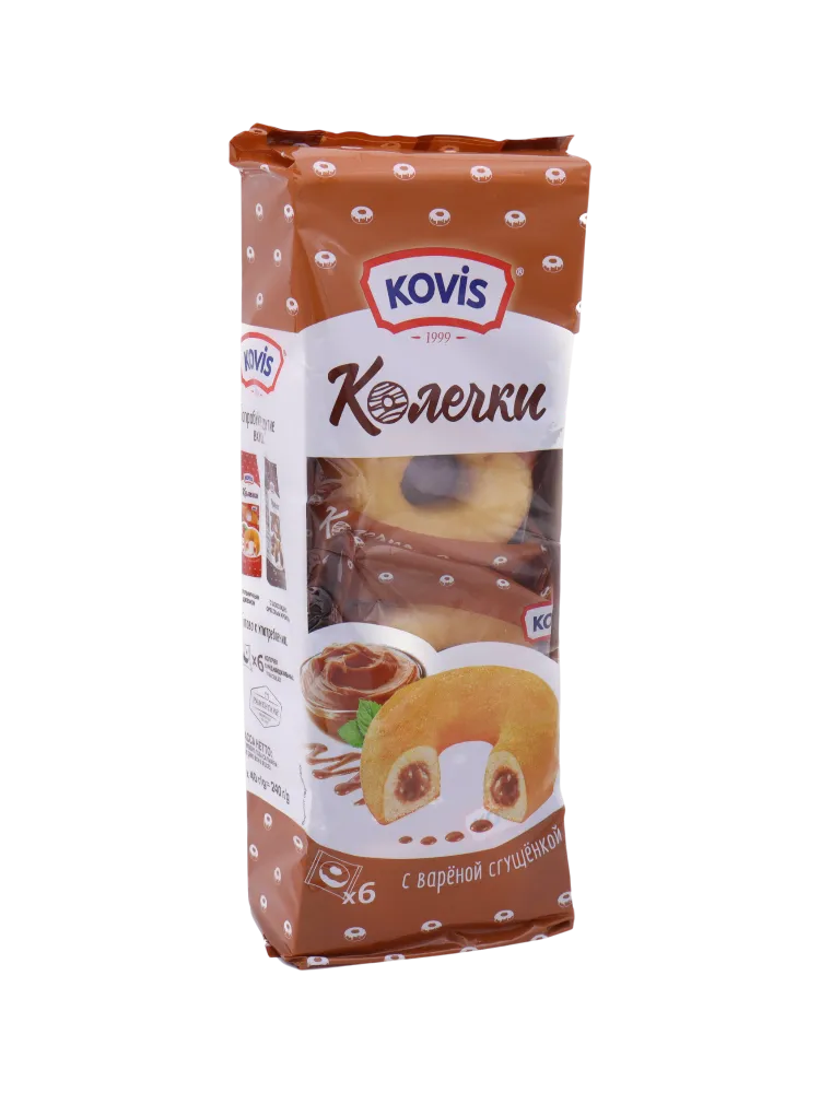 ПИРОЖНЫЕ КОЛЕЧКИ KOVIS 240Г С ВАР СГУЩЕНКОЙ