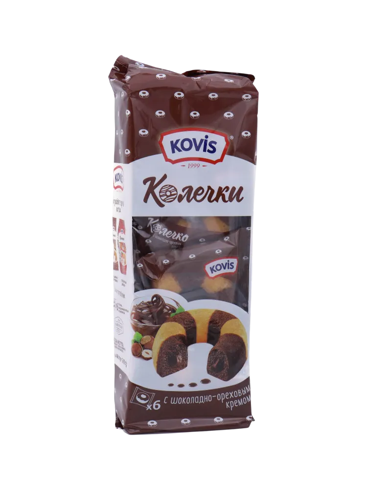 ПИРОЖНЫЕ КОЛЕЧКИ KOVIS 240Г С ШОК-ОРЕХ КРЕМОМ