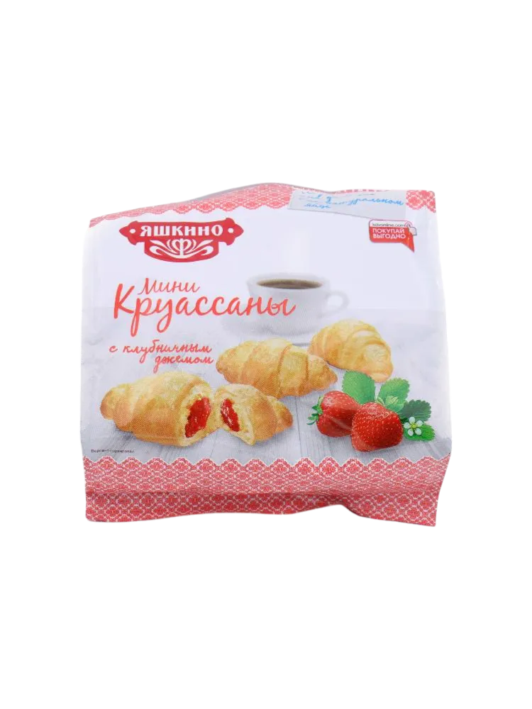 КРУАССАНЫ МИНИ ЯШКИНО 180Г С КЛУБНИЧНЫМ ДЖЕМОМ 