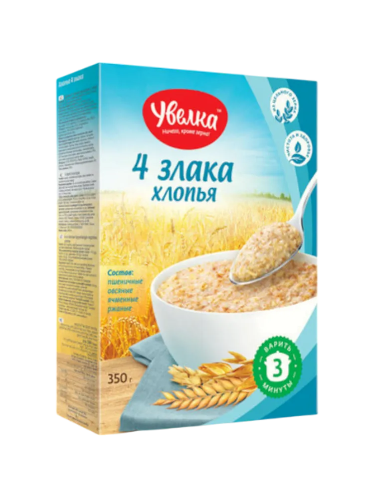 ХЛОПЬЯ УВЕЛКА 350Г 4 ЗЛАКА