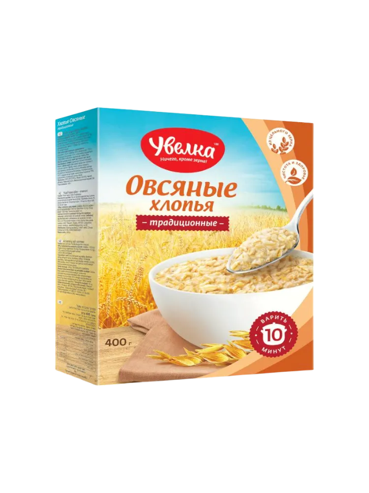 ХЛОПЬЯ УВЕЛКА 400Г ОВСЯНЫЕ