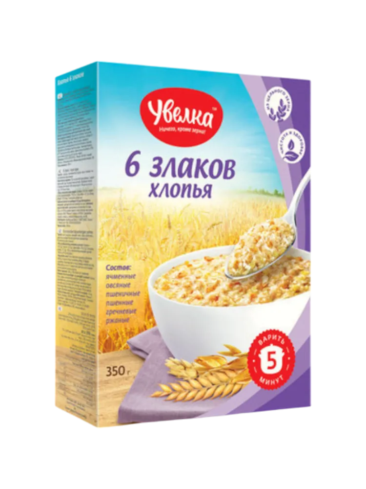 ХЛОПЬЯ УВЕЛКА 350Г 6 ЗЛАКОВ