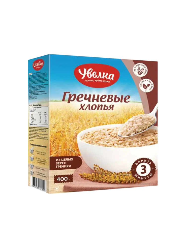 ХЛОПЬЯ УВЕЛКА 400Г ГРЕЧНЕВЫЕ