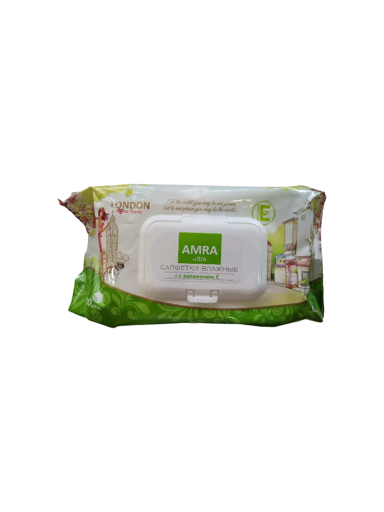 САЛФЕТКИ ВЛАЖ AMRA TRAVEL ОСВЕЖАЮЩИЕ LONDON 120ШТ
