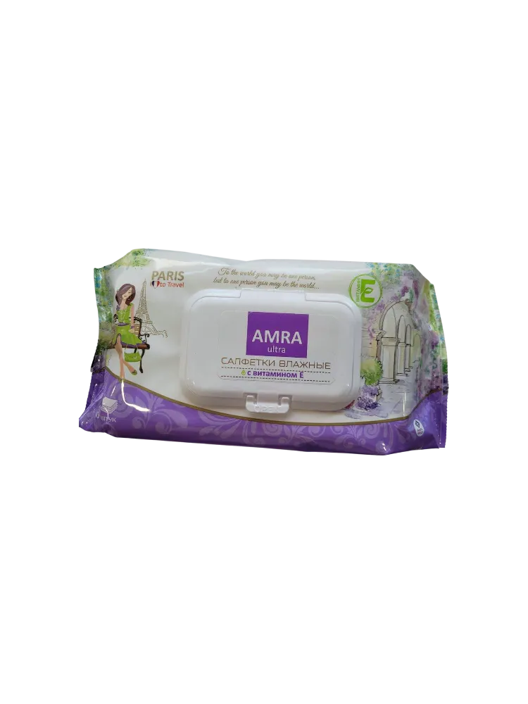 САЛФЕТКИ ВЛАЖ AMRA TRAVEL ОСВЕЖАЮЩИЕ PARIS 120ШТ