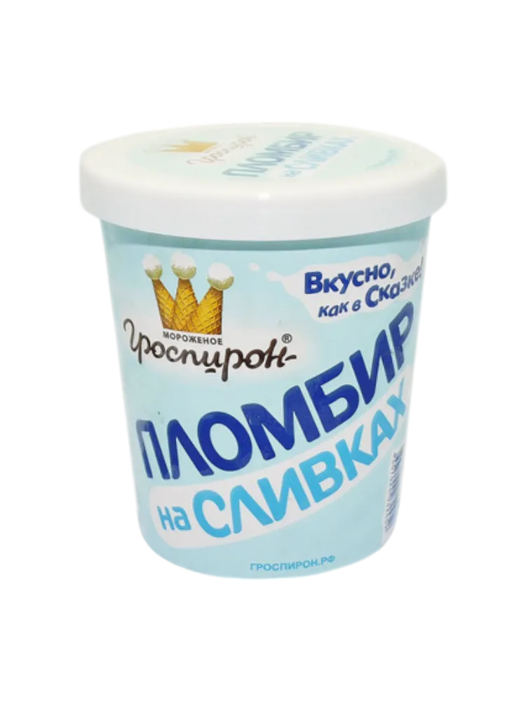 МОРОЖ ГРОСПИРОН 430Г ПЛОМБИР НА СЛИВКАХ БУМ/ВЕДРО 