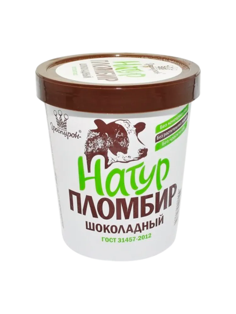 МОРОЖ ГРОСПИРОН 410Г ПЛОМБИР НАТУР ШОКОЛАДНЫЙВЕДРО БУМ