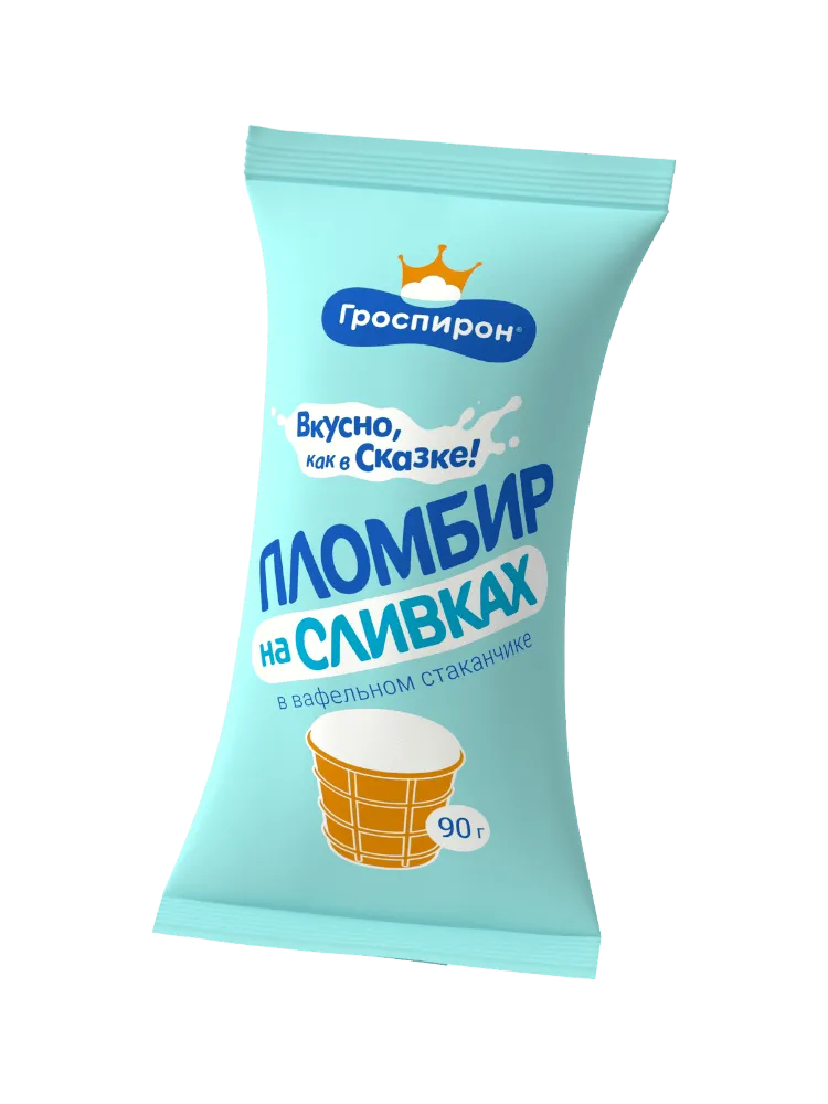 МОРОЖ ГРОСПИРОН 90Г НАТУР ПЛОМБИР НА СЛИВКАХ ВАФ СТ
