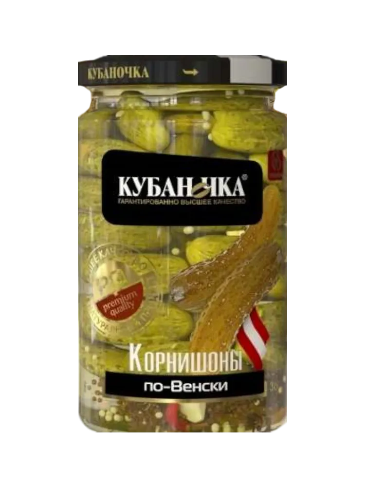 КОРНИШОНЫ КУБОНОЧКА 680Г ПО ВЕНСКИ МАРИНОВ С/Б