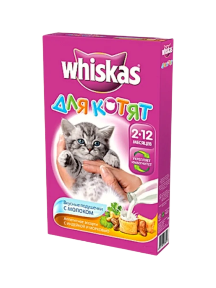КОРМ Д/КОШЕК WHISKAS 350Г МОЛОКО+ИНДЕЙКА МОРКОВЬ 
