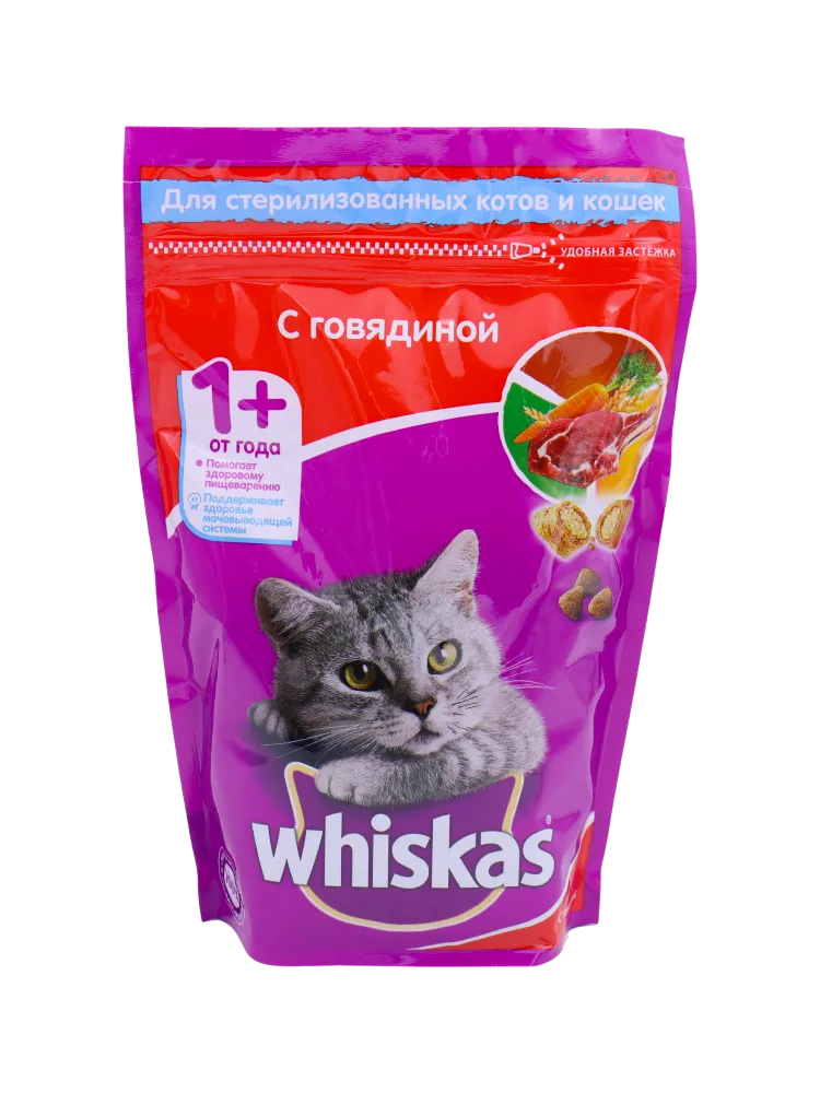 КОРМ Д/КОШЕК WHISKAS 350Г ГОВЯДИНА Д/СТЕРИЛ