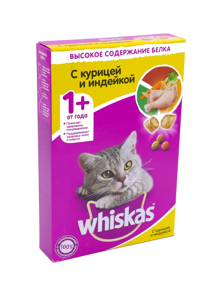 КОРМ Д/КОШЕК WHISKAS 350Г КУРИЦА  ИНДЕЙКА 