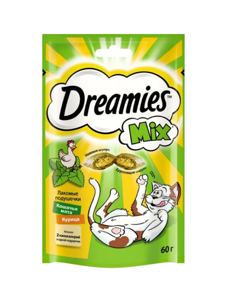 МИКС Д/КОШЕК DREAMIES 60Г КУРИЦА/МЯТА