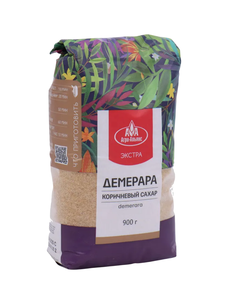 САХАР АГРО-АЛЬЯНС 900Г ДЕМЕРАРА КОРИЧНЕВЫЙ