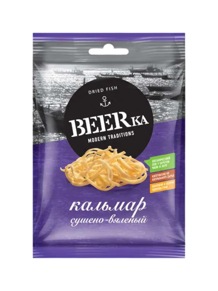 КАЛЬМАР BEERKA 38Г ФИЛЕ СОЛОМКА