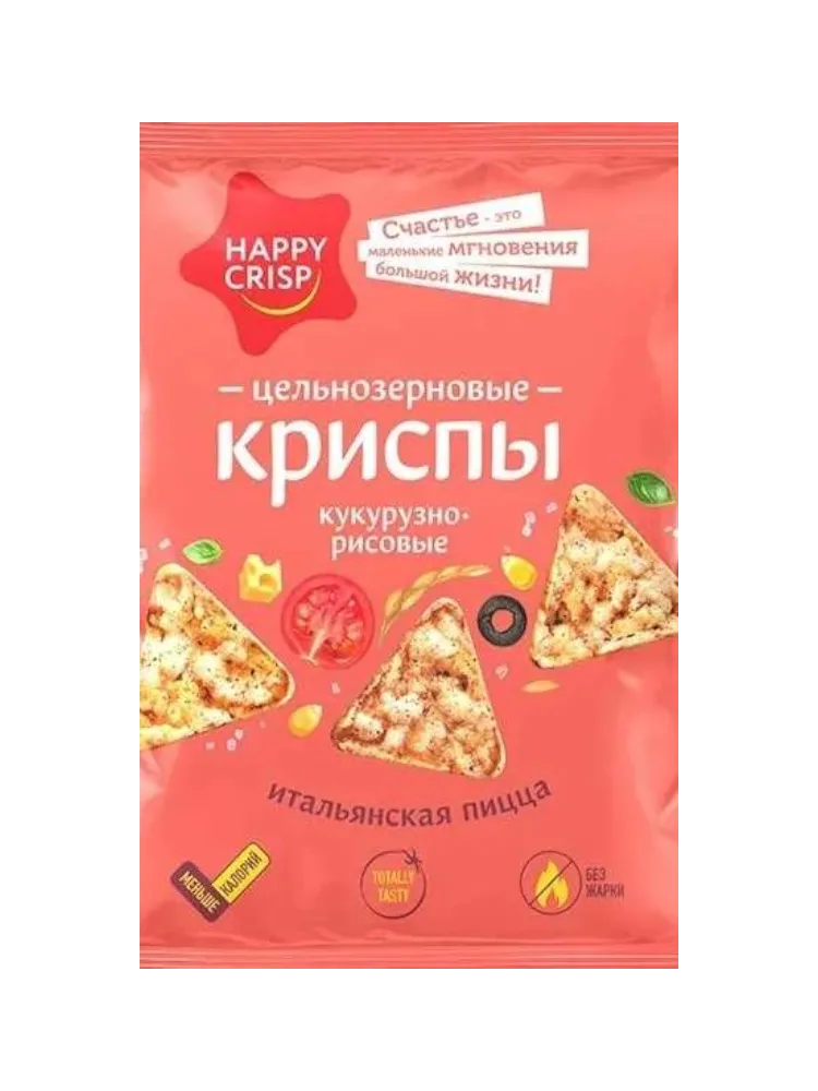 КРИСПЫ КУКУРУЗНО-РИСОВЫЕ HAPPY-CRISP ИТАЛЬЯНСКАЯ ПИЦЦА 50ГР 