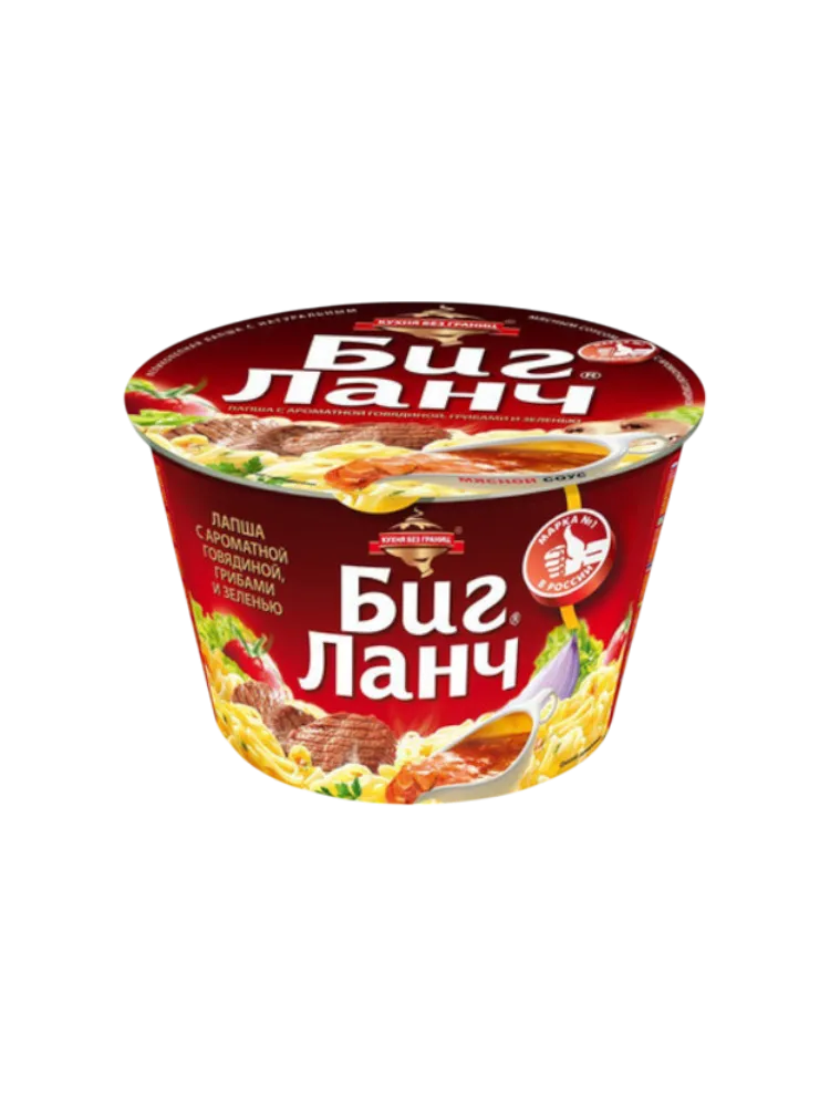 ЛАПША БИГ ЛАНЧ 90Г ГОВЯДИНА/ГРИБЫ/ЗЕЛЕНЬ