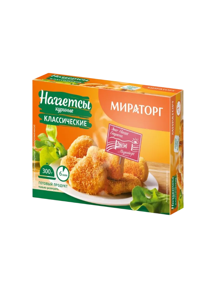 НАГГЕТСЫ КУРИНЫЕ МИРАТОРГ 300Г КЛАССИЧЕСКИЕ