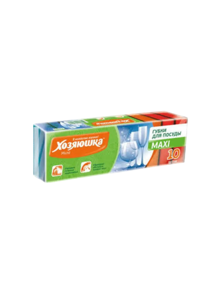 ГУБКА Д/ПОСУДЫ ХОЗЯЮШКА МИЛА 10ШТ MAXI