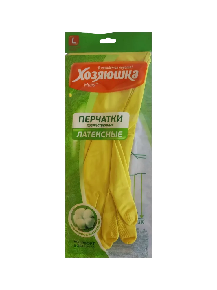 ПЕРЧАТКИ ХОЗЯЙСТВЕННЫЕ ХОЗЯЮШКА МИЛА ЛАТЕКС L