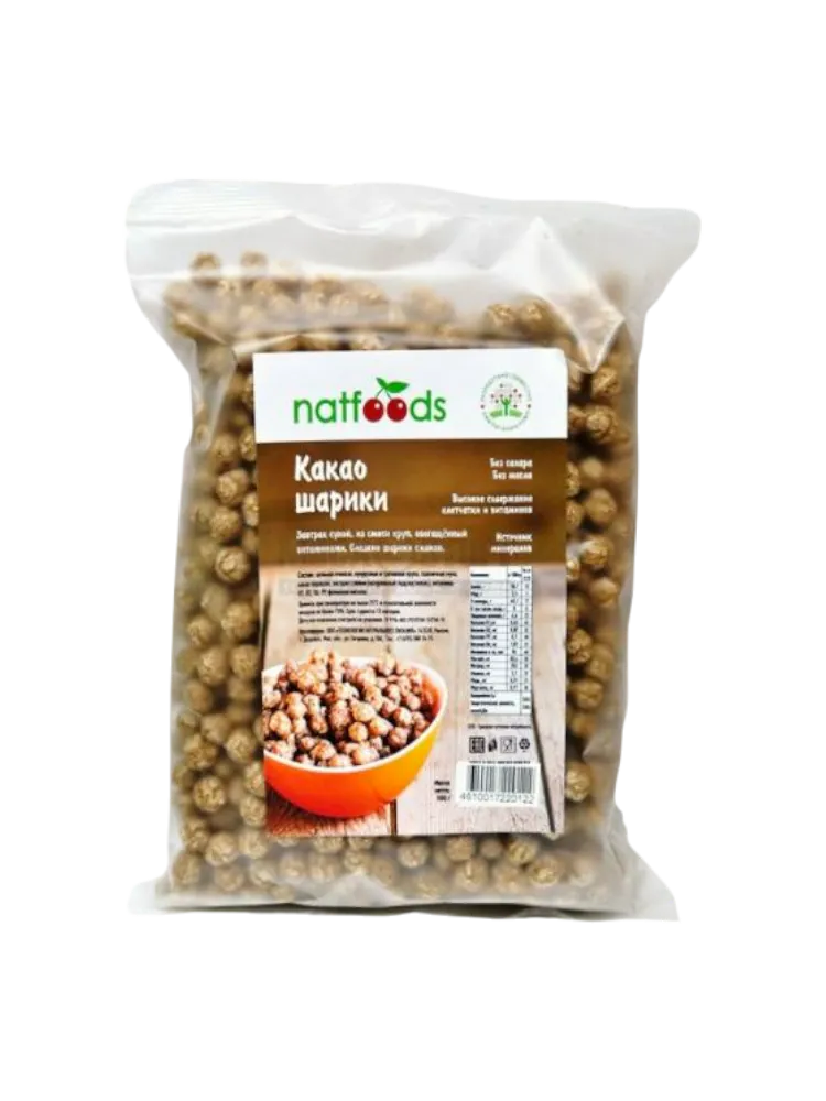 СУХ ЗАВТРАК NATFOODS 100Г КАКАО ШАРИКИ Б/С