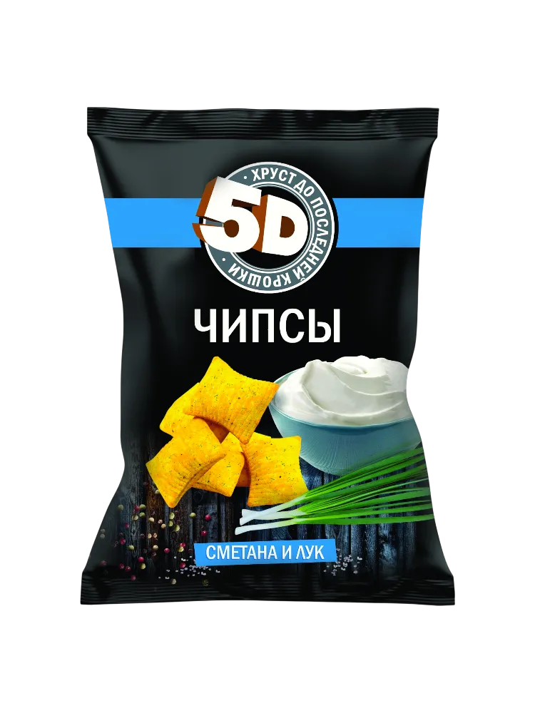 ЧИПСЫ ПШЕНИЧНЫЕ 5D 90Г СМЕТАНА И ЛУК