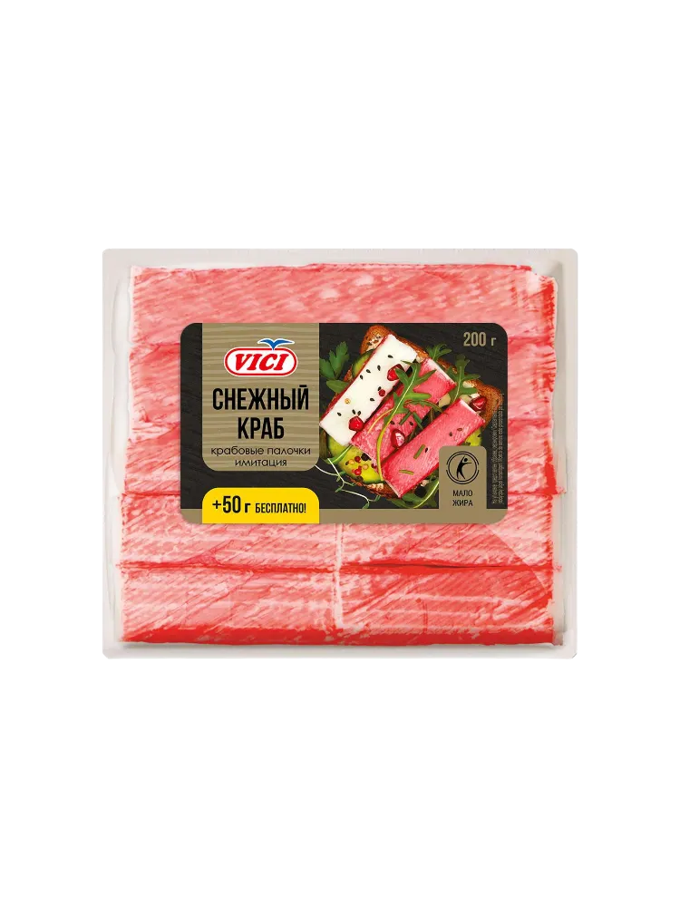 КРАБОВОЕ МЯСО VICI 200+50Г СНЕЖНОГО КРАБА 