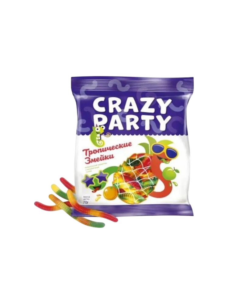 ЖЕВ МАРМЕЛАД CRAZY PARTY 70Г ЗМЕЙКИ 