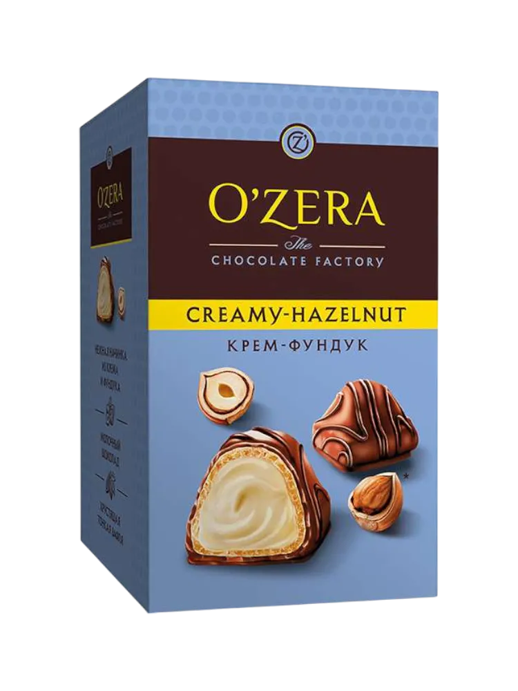 КОНФЕТЫ OZERA 150Г С МОЛОЧНОЙ ОРЕХОВОЙ НАЧИНКЕ В МОЛОЛОЧНОМ ШОК