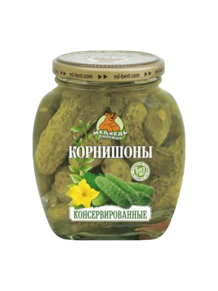 ОГУРЦЫ МЕДВЕДЬ ЛЮБИМЫЙ 500МЛ КОРНИШОНЫ СТ/Б