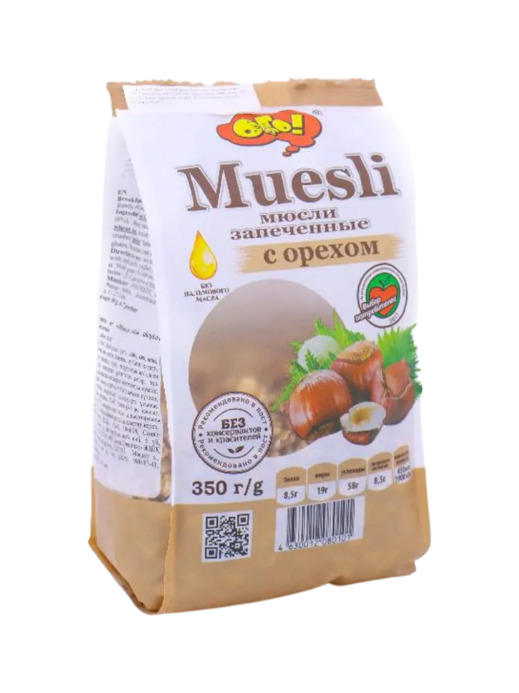 МЮСЛИ ОГО 350Г ЗАПЕЧ С ОРЕХОМ