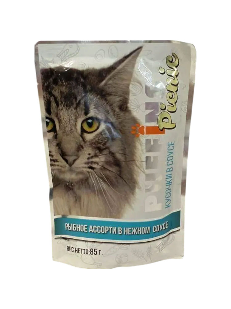 КОРМ Д/КОШЕК PUFFINS PICNIC 85Г РЫБНОЕ АССОРТИ В СОУСЕ Д/ПАК 