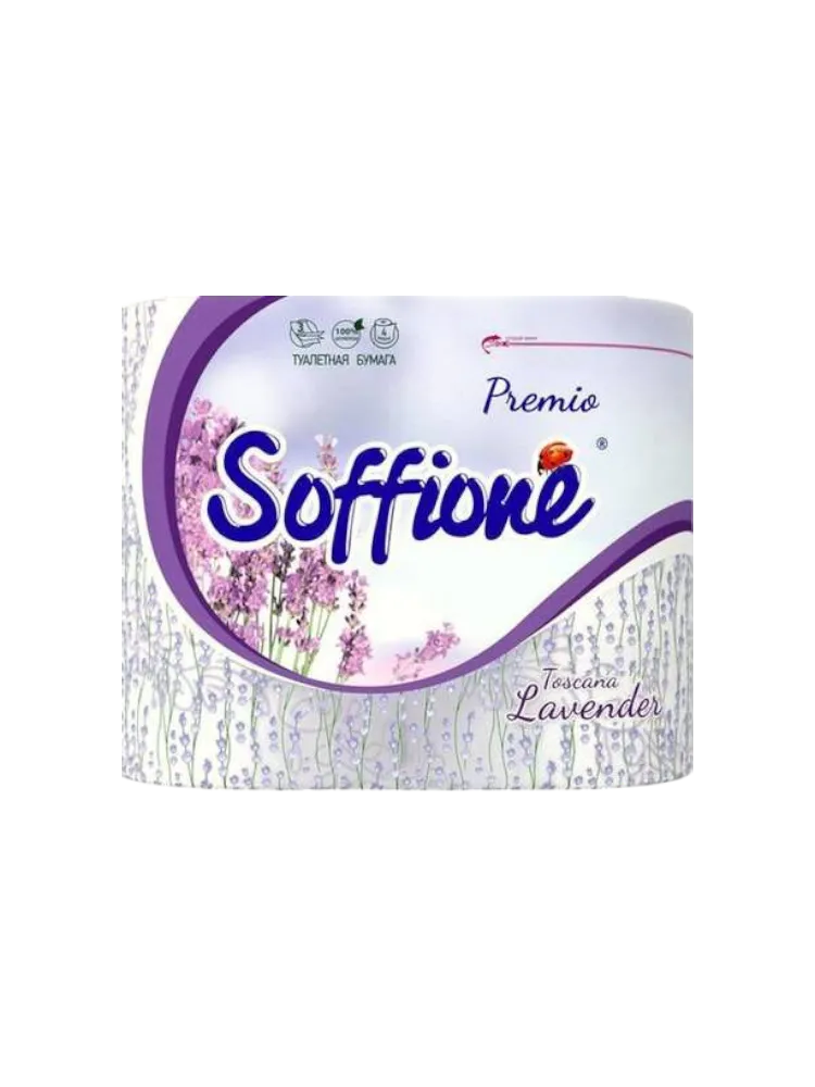 ТУАЛЕТНАЯ БУМАГА SOFFIONE ПРЕМИУМ TOSCANA ЛАВАНДА 3 СЛОЯ 4 РУЛОНА