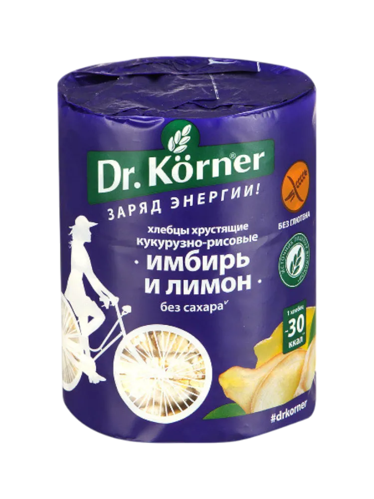 ХЛЕБЦЫ DR KORNER 90Г КУКУРУЗНО-РИСОВЫЕ ИМБИРЬ/ЛИМОН