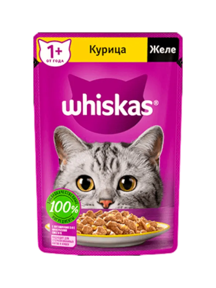 КОРМ Д/КОШЕК WHISKAS 75Г ЖЕЛЕ КУРИЦА