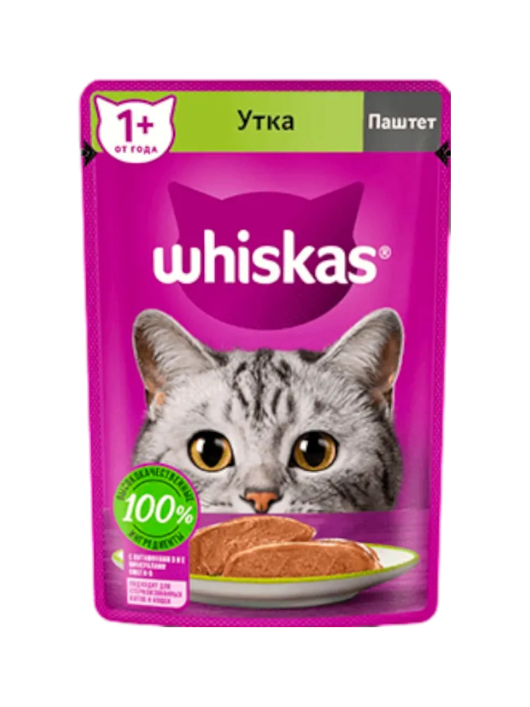 КОРМ Д/КОШЕК WHISKAS ПАШТЕТ С УТКОЙ 75Г