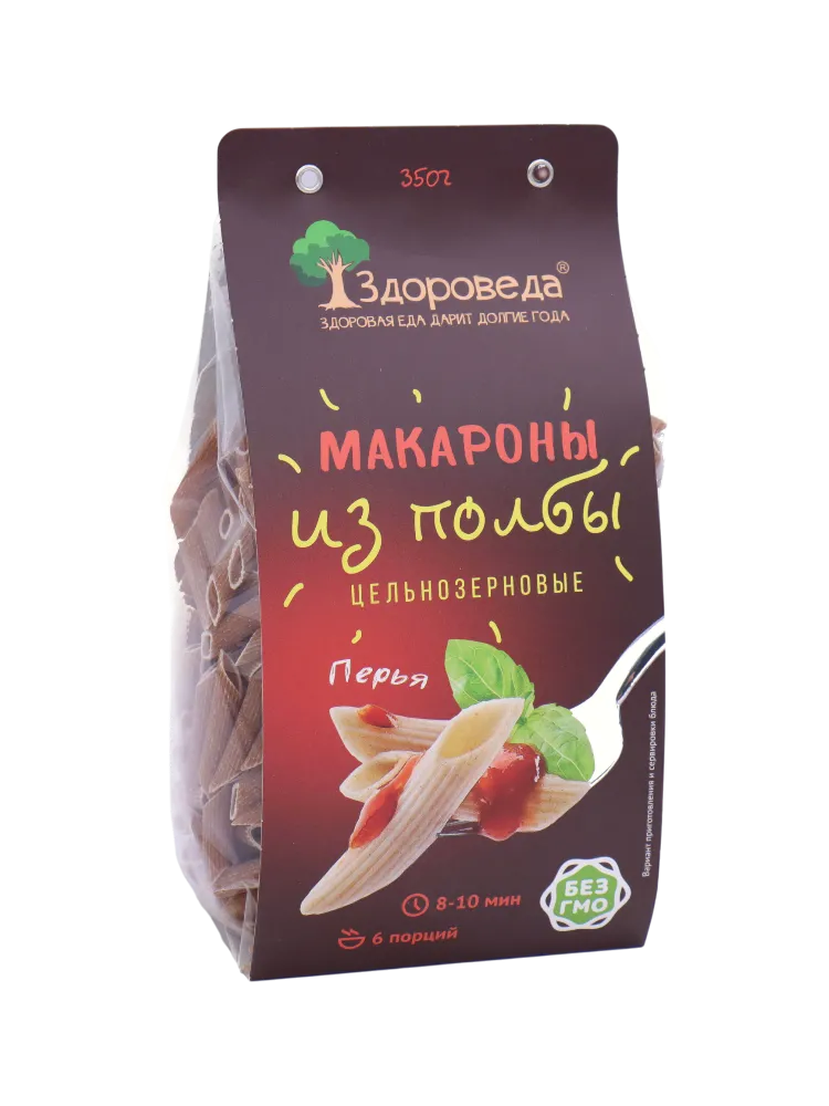 МАКАРОНЫ ЗДОРОВЕДА 350Г ПЕРЬЯ ИЗ ПОЛБЫ ЦЕЛЬНОЗЕРН