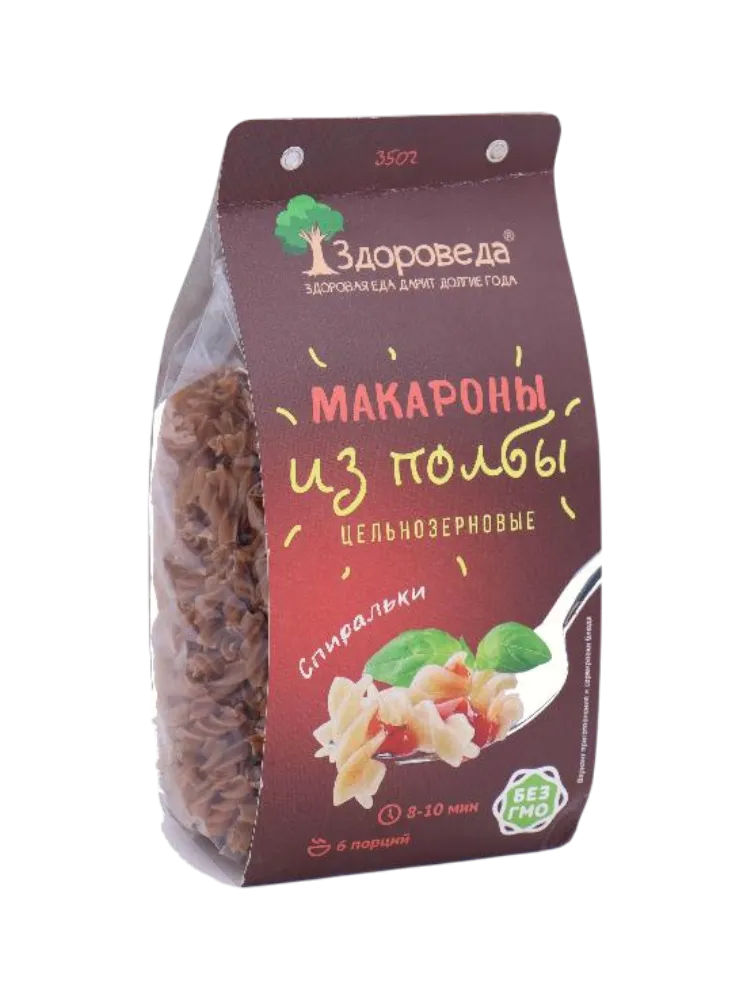 МАКАРОНЫ ЗДОРОВЕДА 350Г СПИРАЛЬКИ ИЗ ПОЛБЫ ЦЕЛЬНОЗЕРН