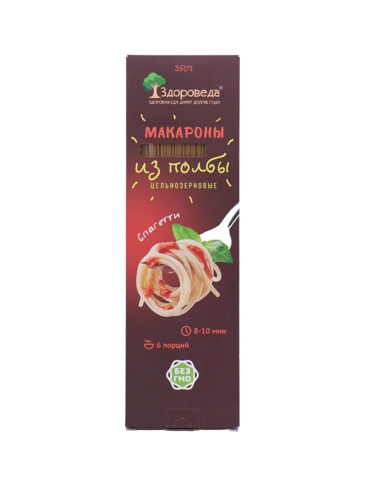МАКАРОНЫ ЗДОРОВЕДА 350Г СПАГЕТТИ ИЗ ПОЛБЫ ЦЕЛЬНОЗЕРН