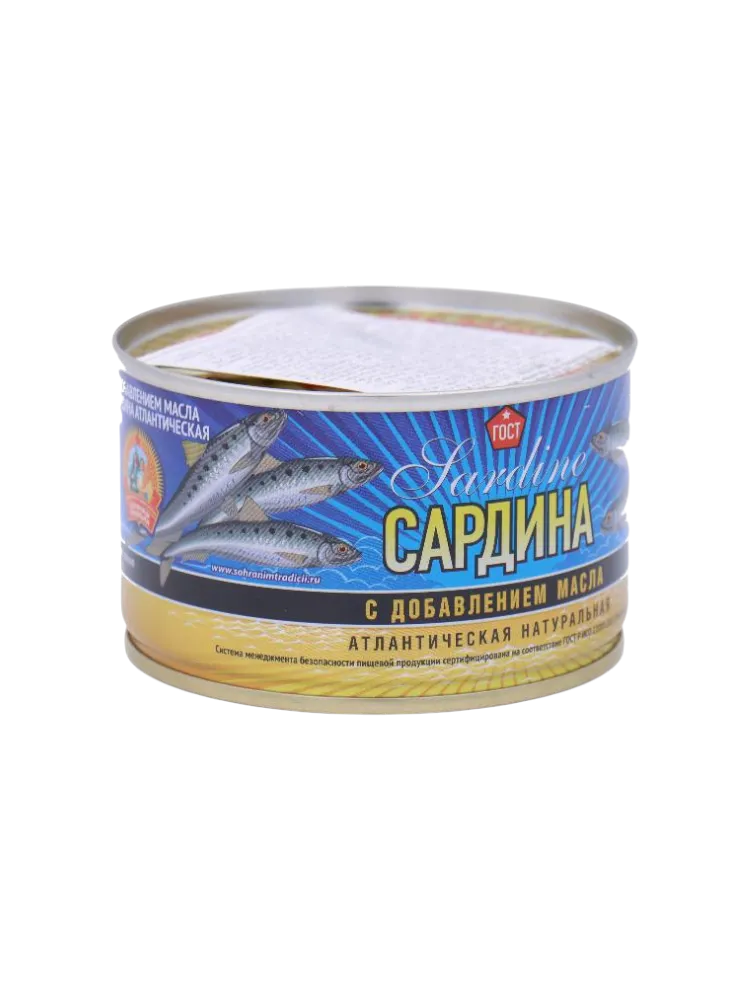 КОНСЕРВЫ САРДИНА АТЛАНТИЧЕСКАЯ 240ГР С ДОБ МАСЛА НДМ ГОСТ 48