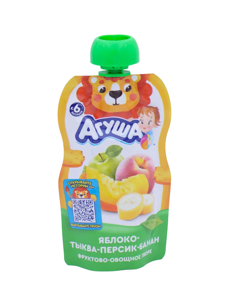ПЮРЕ АГУША 90Г ЯБЛОКО/ПЕРСИК/БАНАН/ТЫКВА