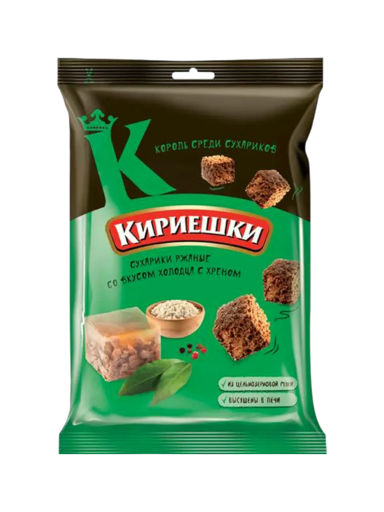 СУХАРИКИ КИРИЕШКИ 100Г ХОЛОДЕЦ С ХРЕНОМ