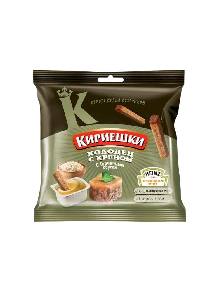 СУХАРИКИ КИРИЕШКИ 60Г+25Г ХОЛОДЕЦ С ХРЕНОМ+СОУС HEINZ