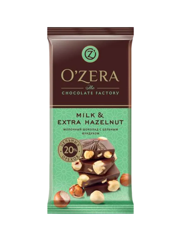 ШОКОЛАД OZERA 90Г MILK&EXTRA HAZELNUT МОЛ 