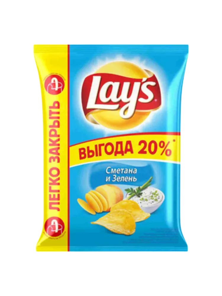 ЧИПСЫ LAYS 225Г СМЕТАНА/ЗЕЛЕНЬ