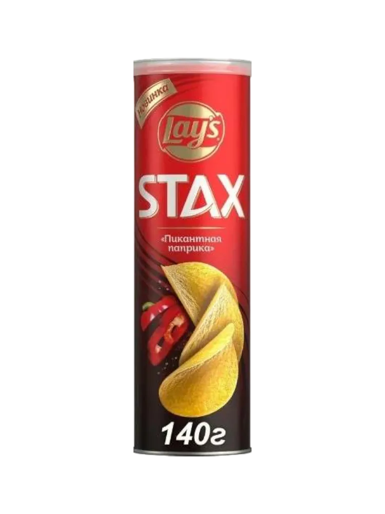 ЧИПСЫ LAYS STAX ПИКАНТНАЯ ПАПРИКА 140Г 