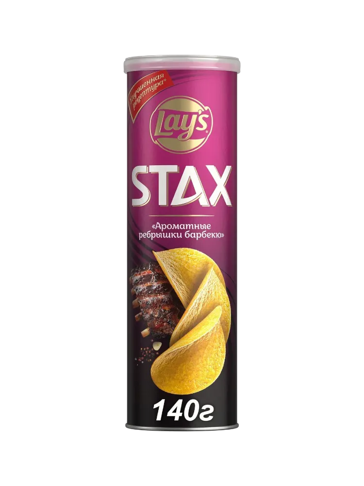 ЧИПСЫ LAYS STAX 140Г АРОМАТНЫЕ РЕБРЫШКИ БАРБЕКЮ